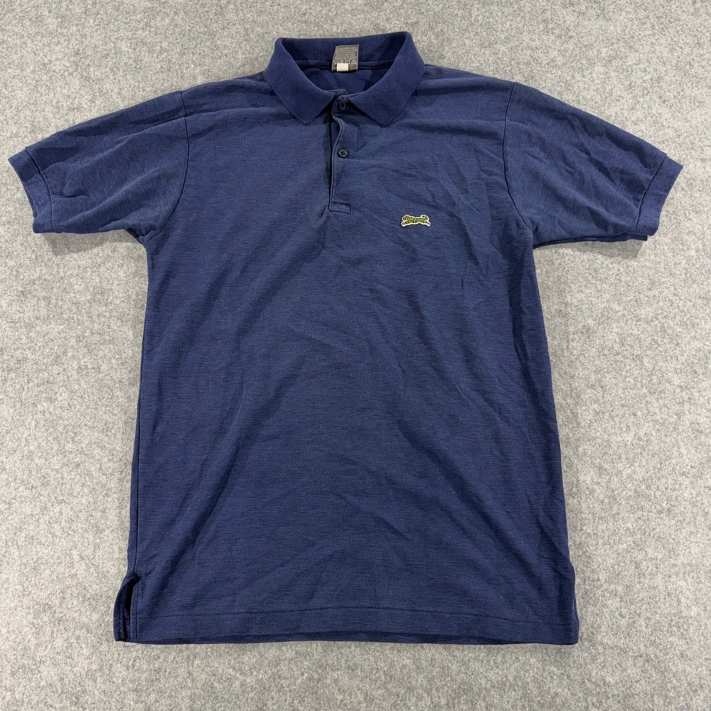 Le Tigre Mens Navy Blue Short Sleeve Pique Polo Shirt USA Made Vintage Style M
